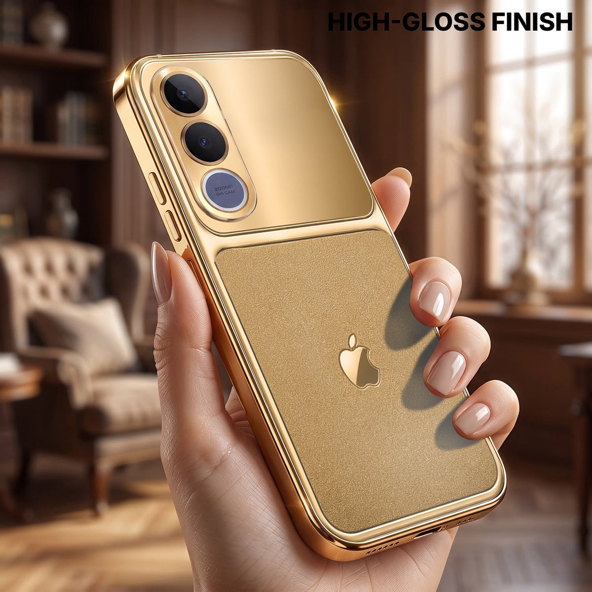 Vivo V70 FE 5G Royal Touch Apple Gold Electroplated Glass Phone Back Case