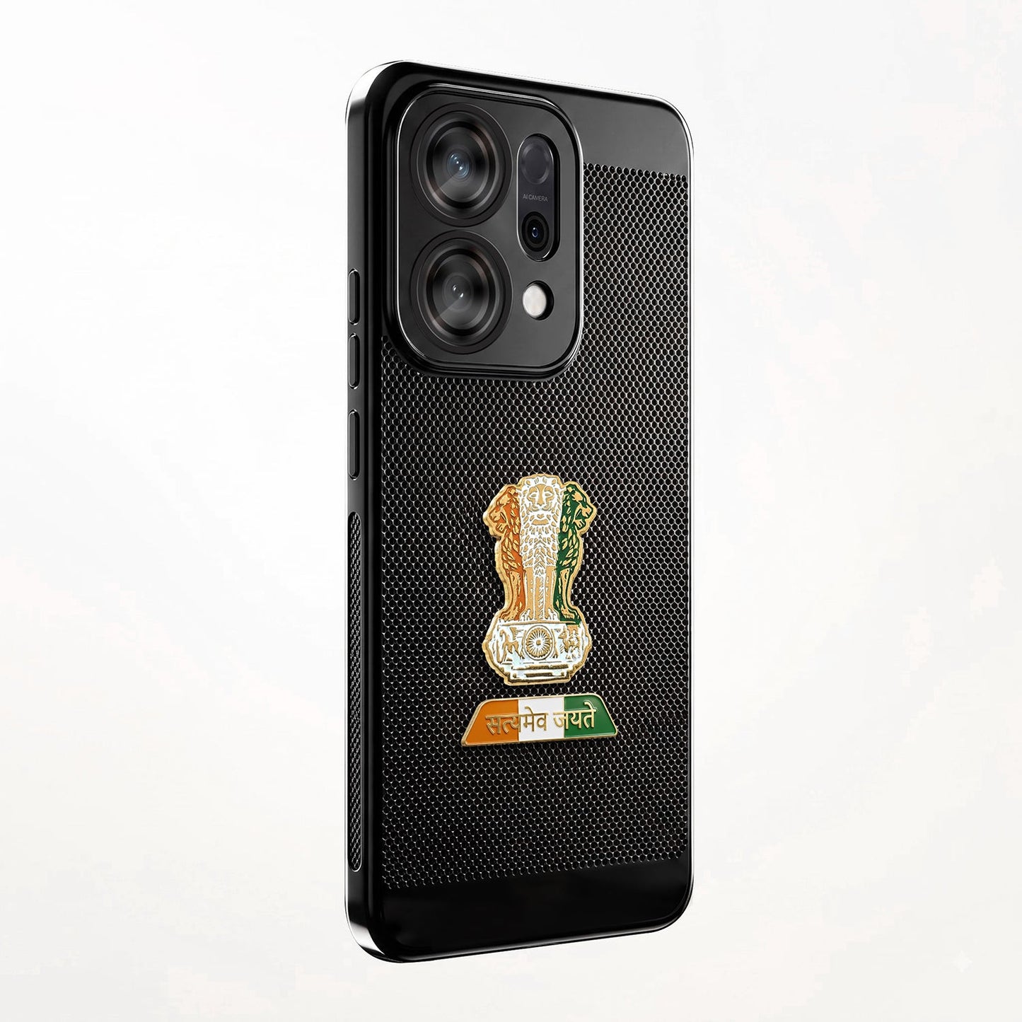 Oppo Reno 14 5G Tri-Color Satyamev Jayate Mesh Electroplated Heat Dissipation Case