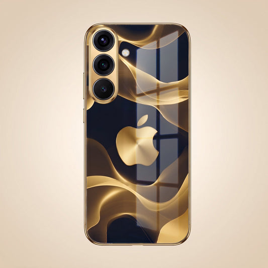 Samsung Galaxy A56 5G Luxury Wave Gold Electroplated Glass Phone Back Case