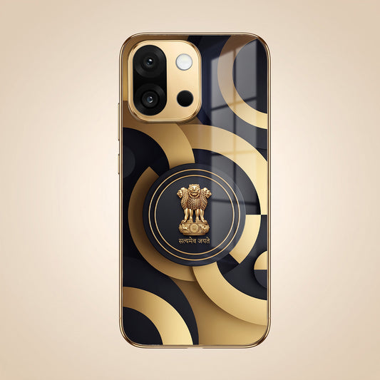 OnePlus 13s 5G Royal Emblem Gold Electroplated Glass Phone Back Case
