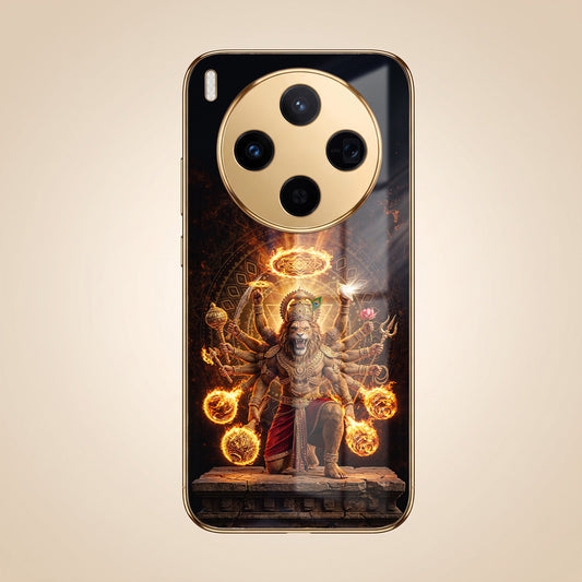 Vivo X300 5G Lord Narasimha Gold Electroplated Glass Phone Back Case