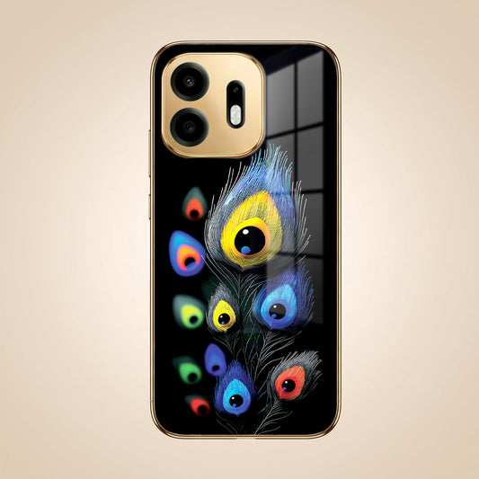 OnePlus N6 5G Multi-Feather Peacock Gold Electroplated Glass Phone Back Case