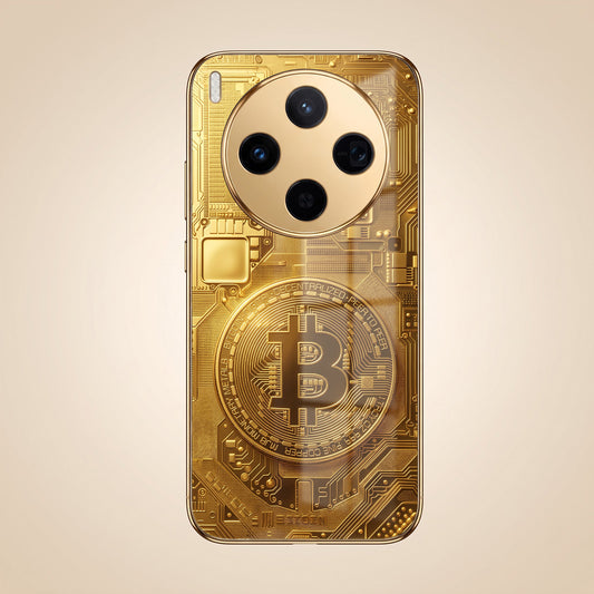 Vivo X300 5G Bitcoin Gold Electroplated Glass Phone Back Case