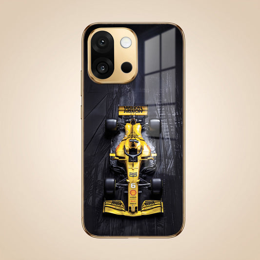 OnePlus 13s 5G F1 Racing Car Gold Electroplated Glass Phone Back Case