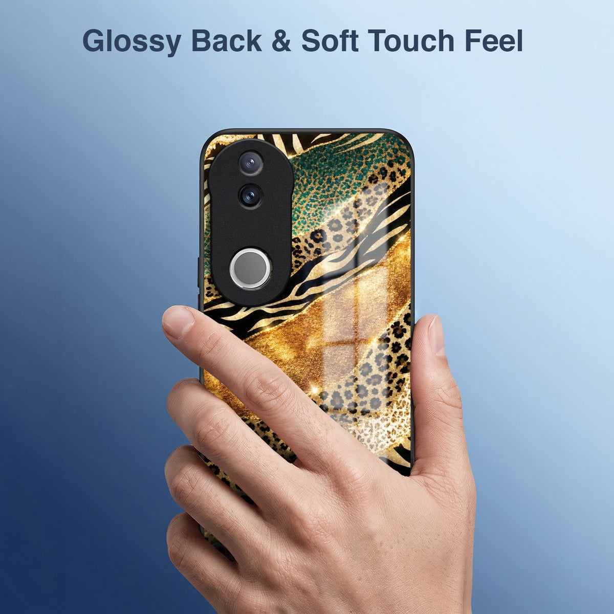 Vivo V50 5G Golden Leopard Acrylic Glass Back Case