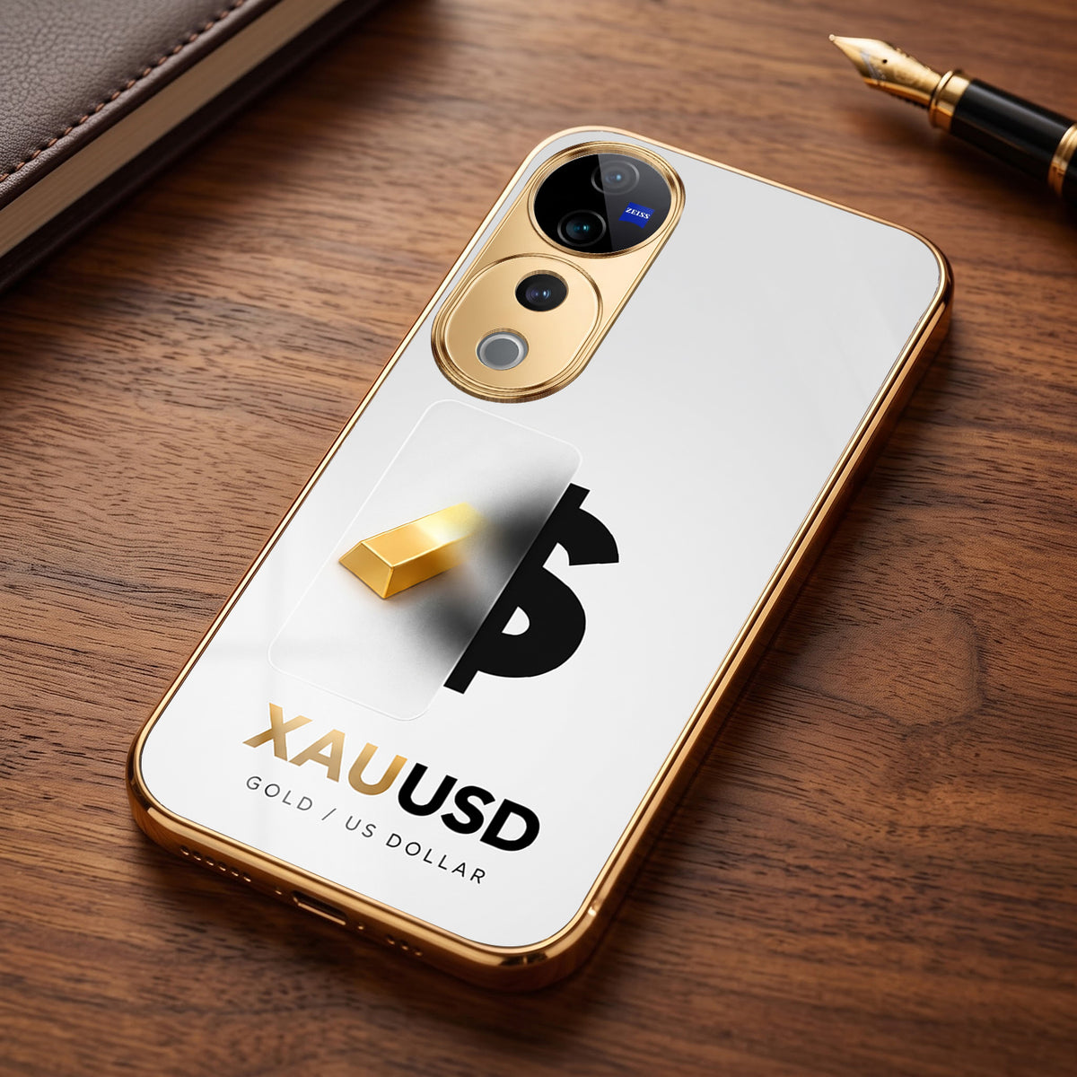 Vivo V40 Pro 5G Luxury XAU/USD Gold Electroplated Glass Phone Back Case