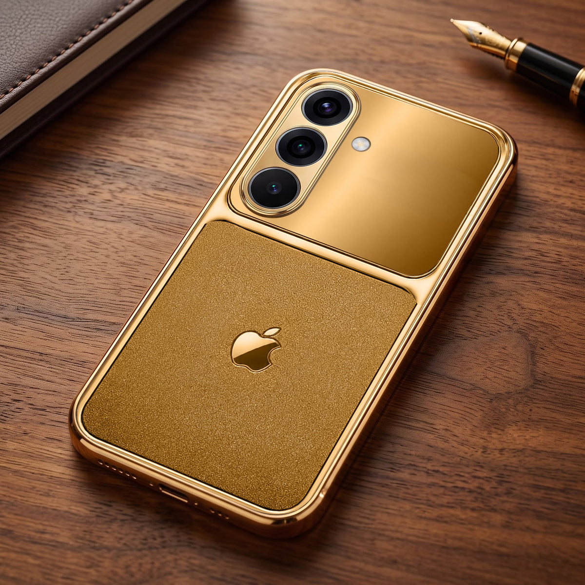 Samsung Galaxy A36 5G Royal Touch Apple Gold Electroplated Glass Phone Back Case