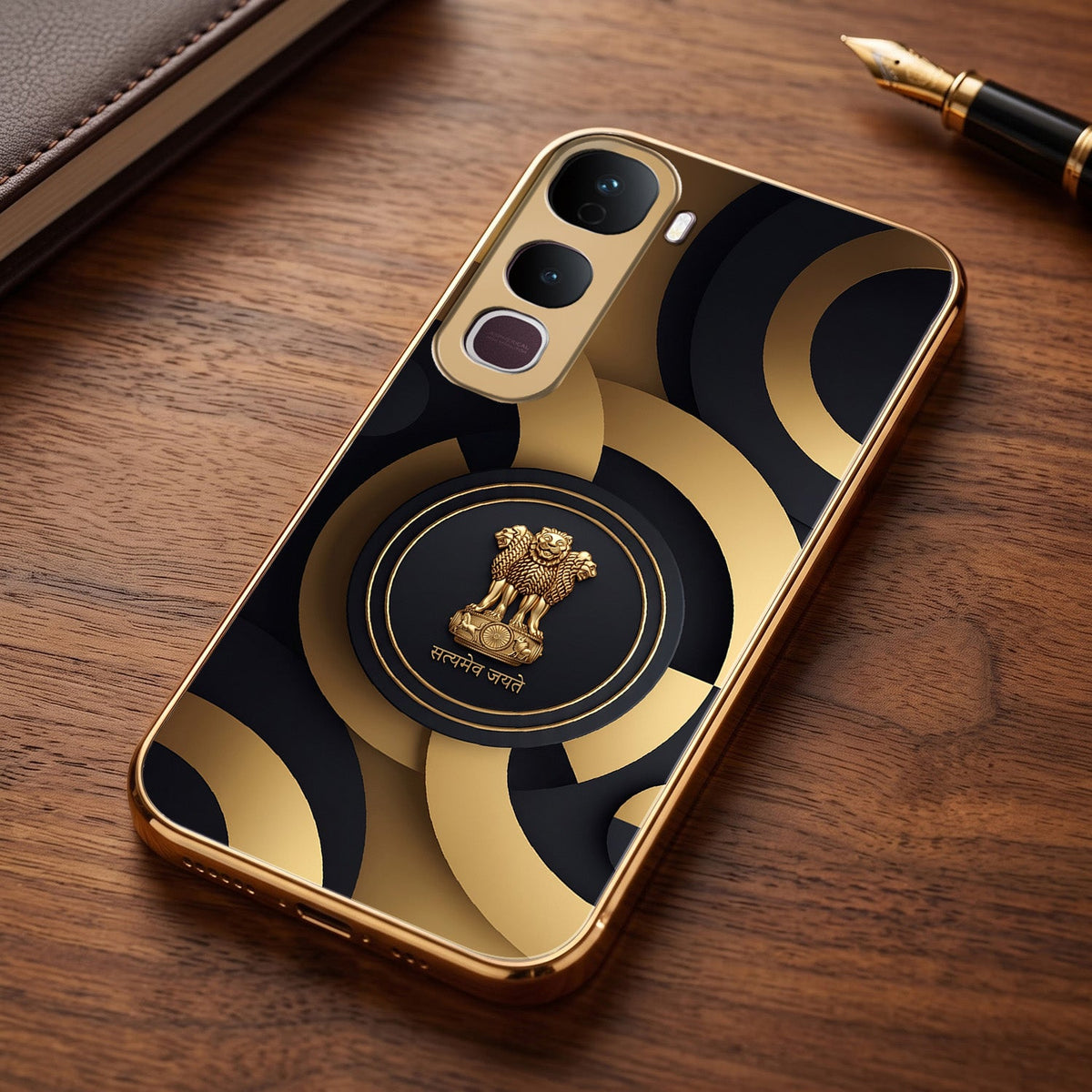 Vivo Y400 Pro 5G Royal Emblem Gold Electroplated Glass Phone Back Case