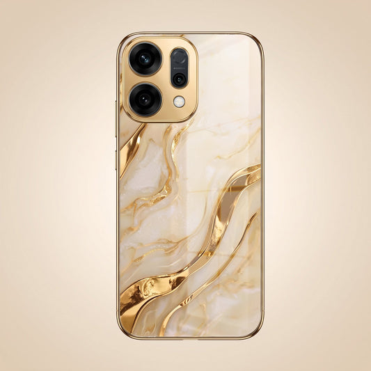 Oppo Reno 14 5G Marvel Texture Gold Electroplated Glass Phone Back Case