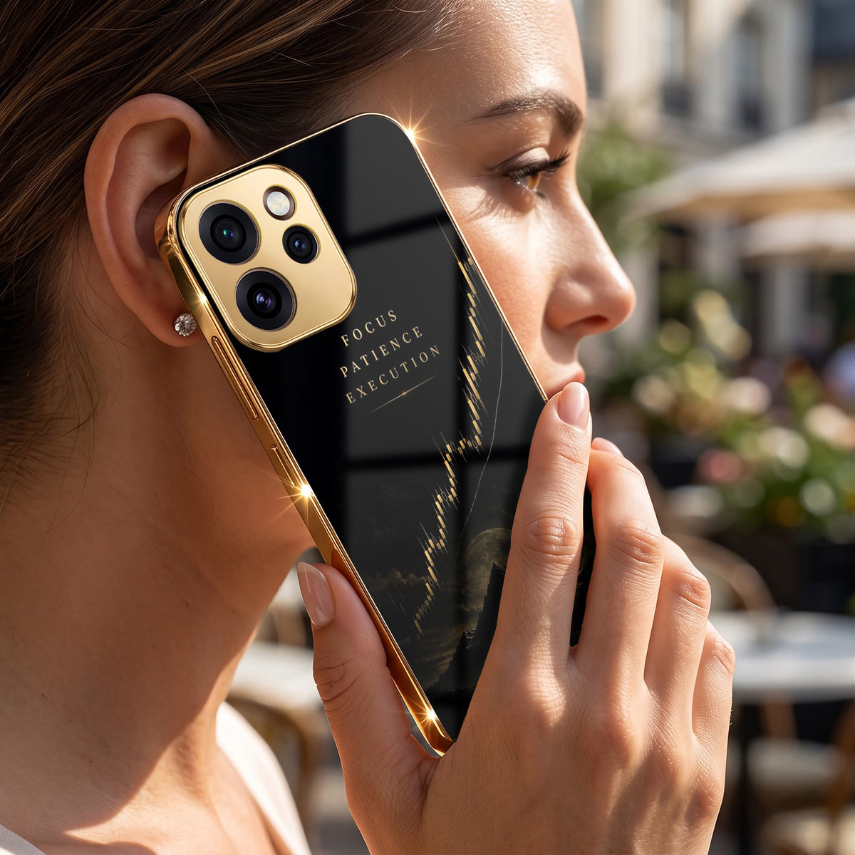 Oppo Reno 15 Pro Mini 5G Focus Gold Electroplated Glass Phone Back Case
