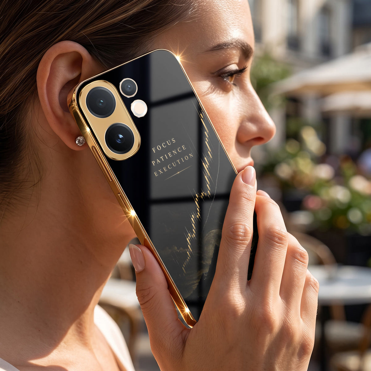 Vivo V60 5G Focus Gold Electroplated Glass Phone Back Case