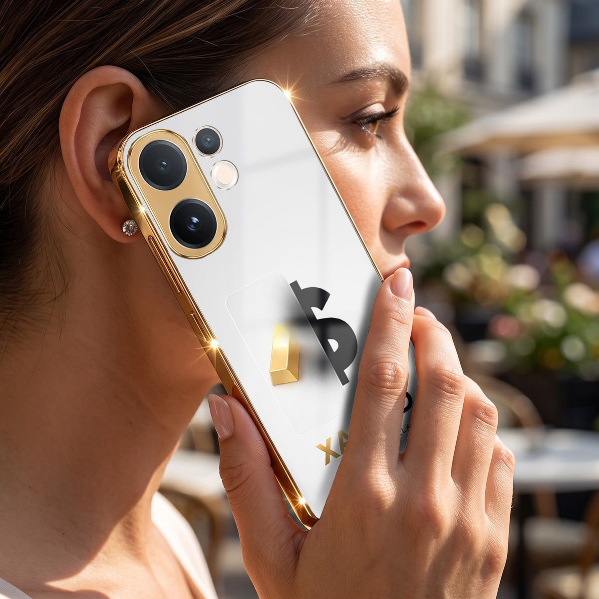Vivo V60 5G Luxury XAU/USD Gold Electroplated Glass Phone Back Case