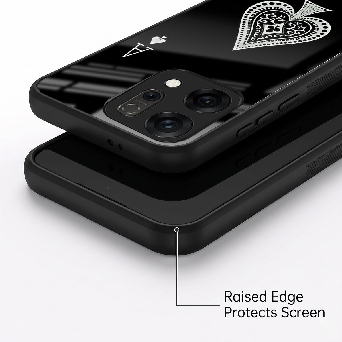 Oppo Reno 14 5G Premium Acrylic Shockproof Glass Back Case (Black Ace)