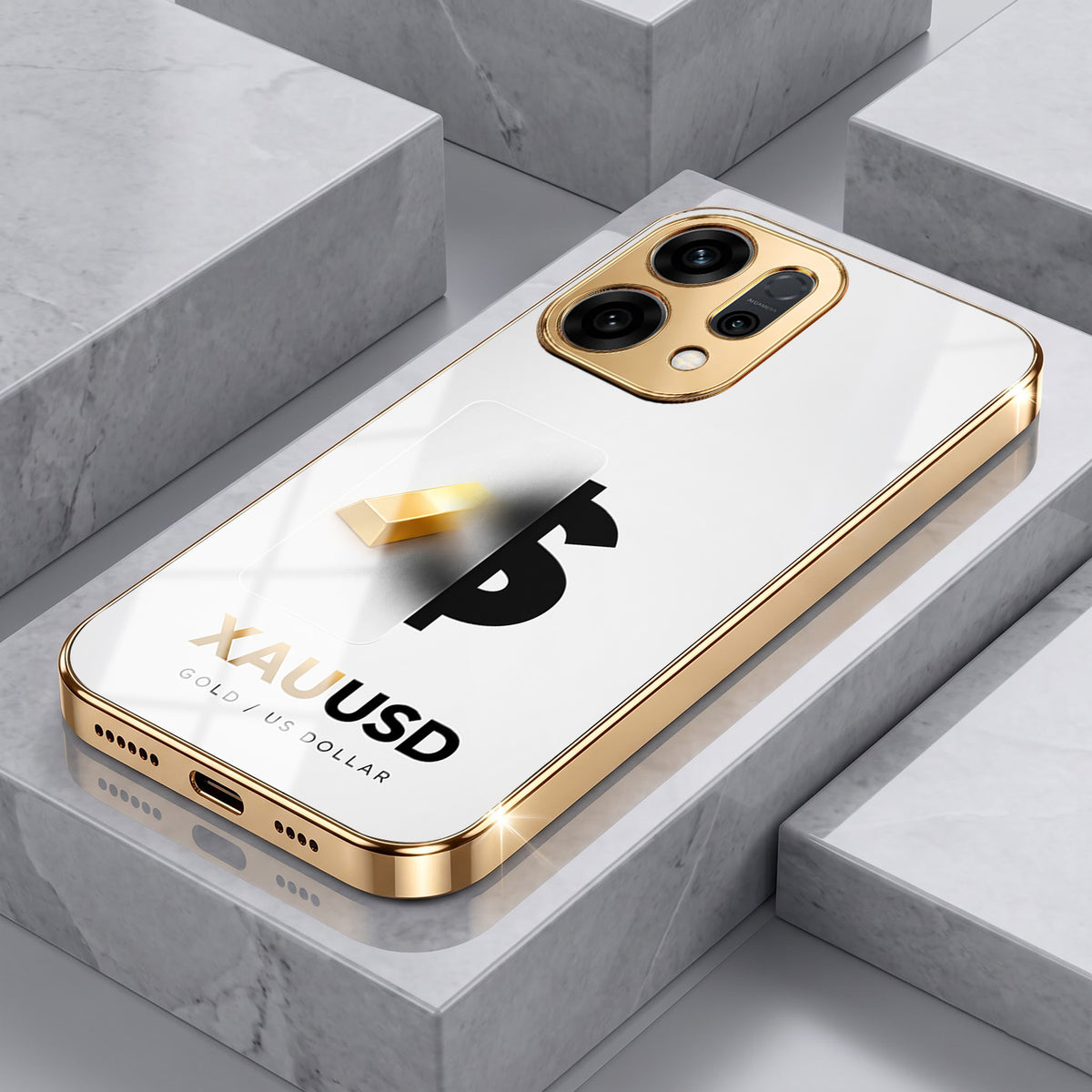 Oppo Reno 14 5G Luxury XAU/USD Gold Electroplated Glass Phone Back Case
