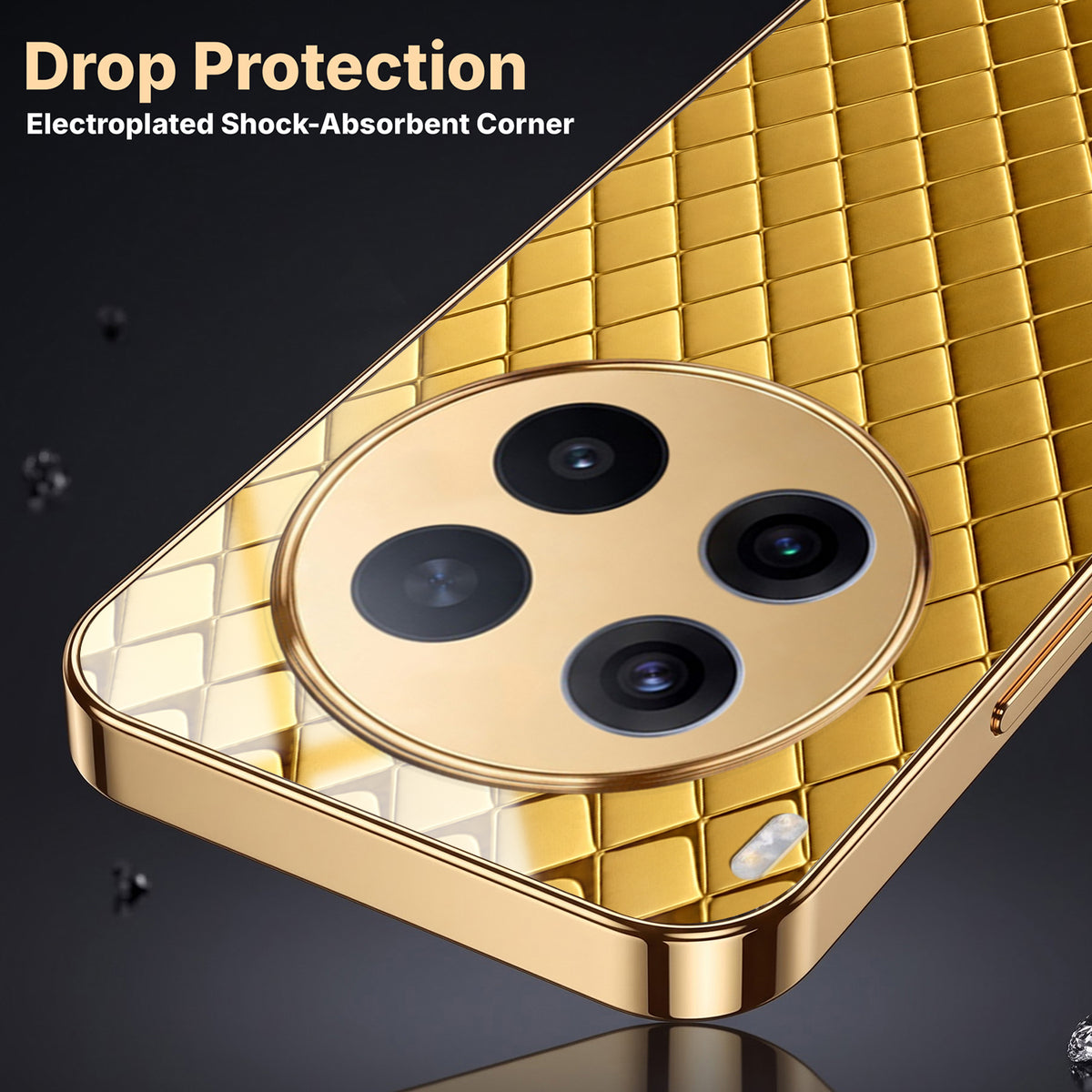 Vivo X300 Pro 5G Golden Criss Cross Gold Electroplated Glass Phone Back Case