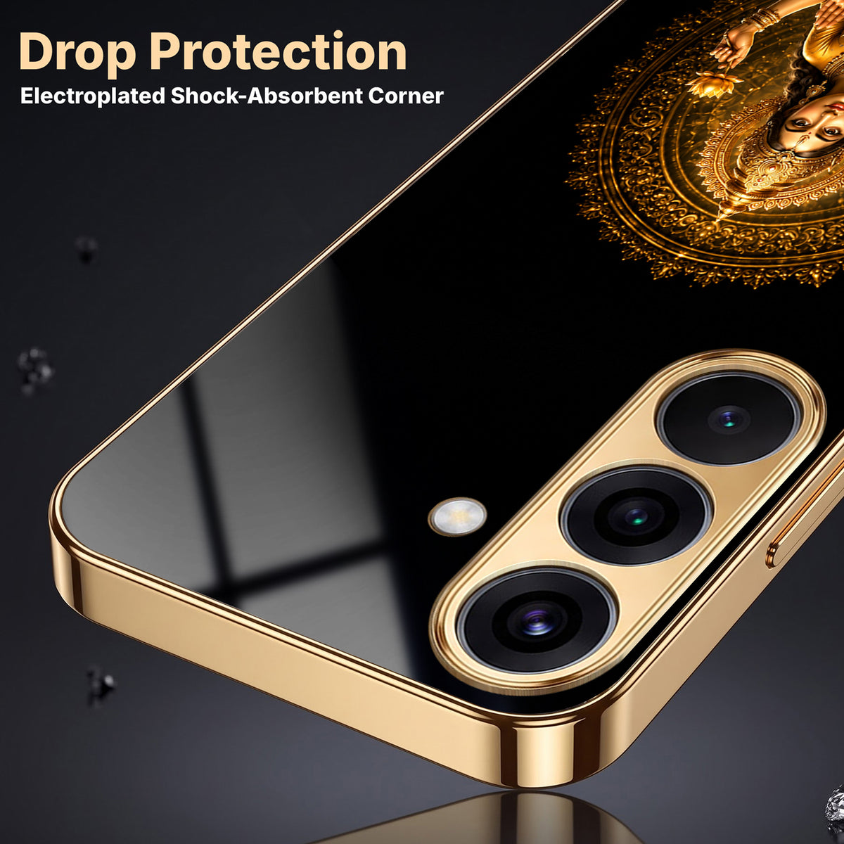 Samsung Galaxy A36 5G Golden Maa Lakshmi Gold Electroplated Glass Phone Back Case