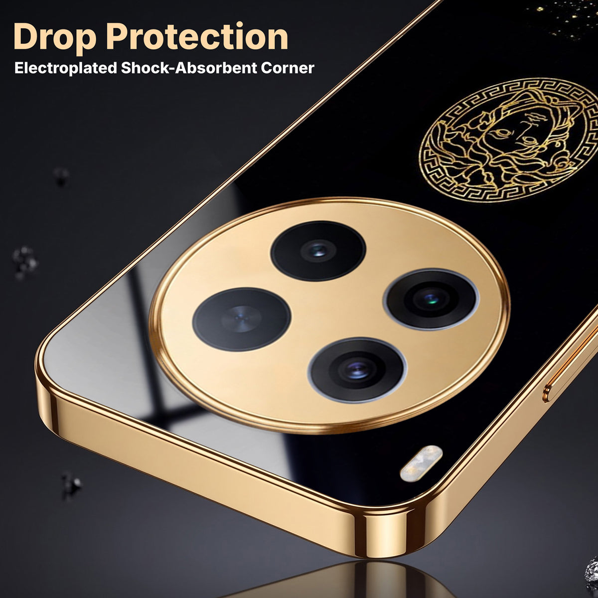 Vivo X300 Pro 5G Medusa Head Gold Electroplated Glass Phone Back Case