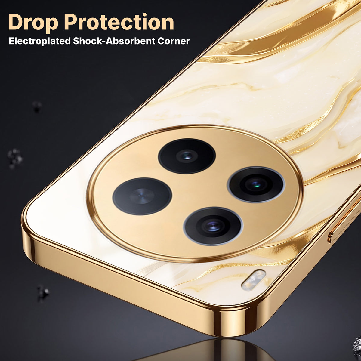 Vivo X300 Pro 5G Marvel Texture Gold Electroplated Glass Phone Back Case