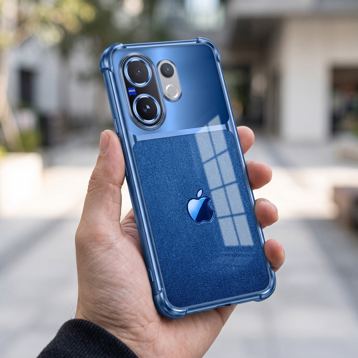 Vivo V60 5G Apple Blue Glitter Dual-Tone Transparent Airbags Case