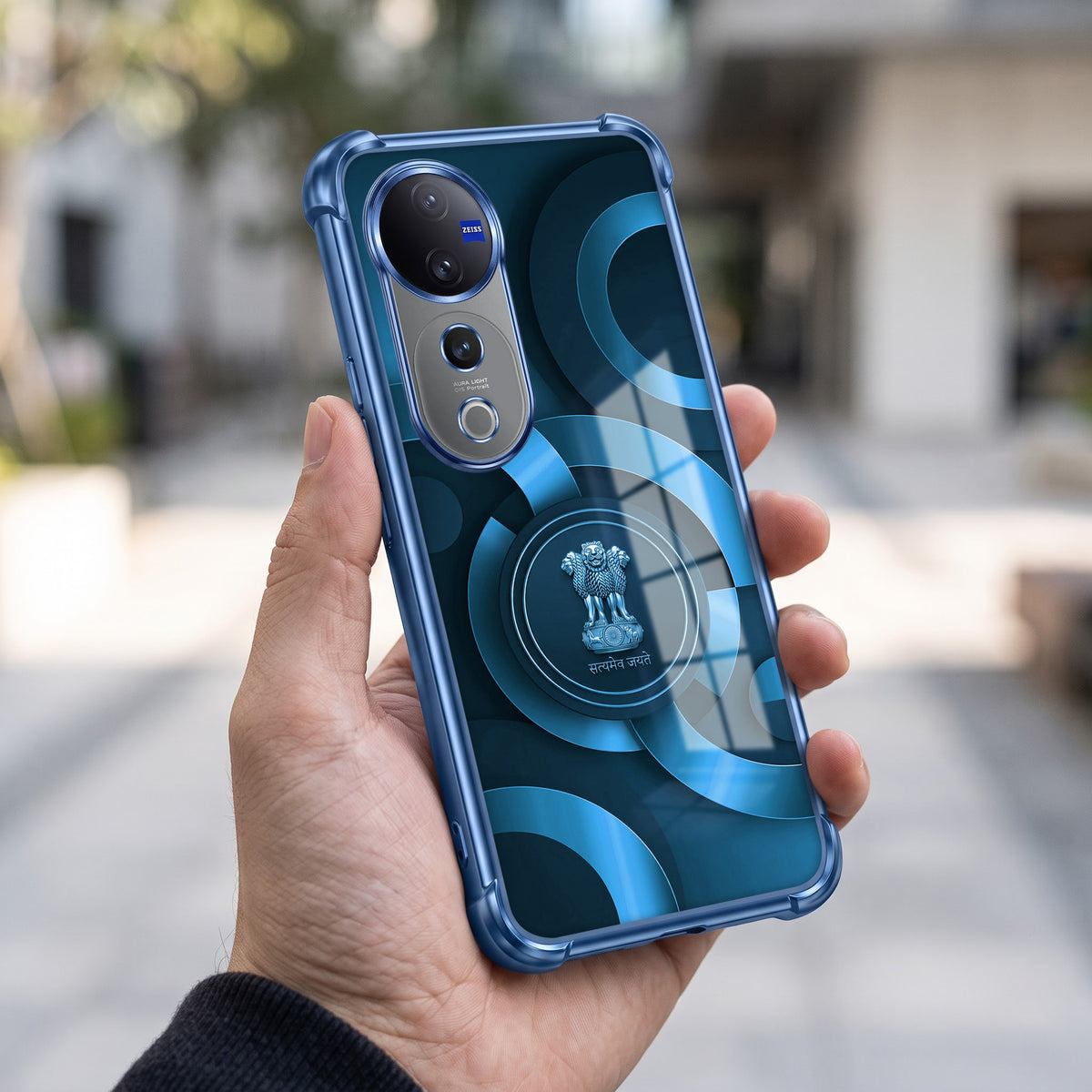 Vivo V40 Pro 5G Blue Emblem Airbags Printed Back Case