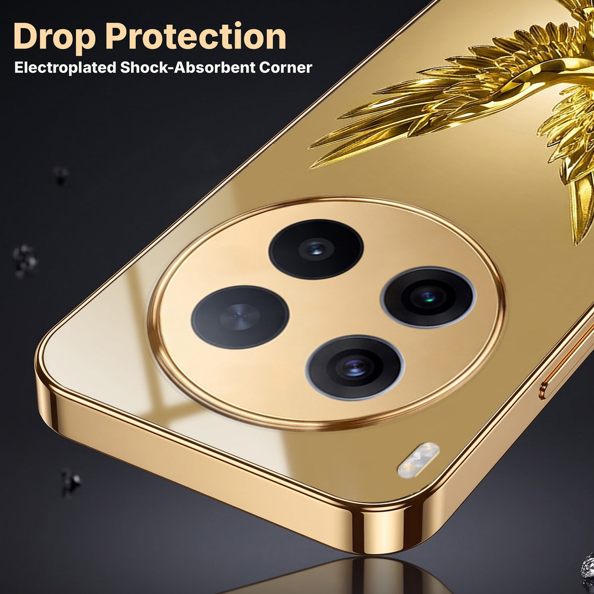 Vivo X300 Pro 5G Golden Eagle Gold Electroplated Glass Phone Back Case