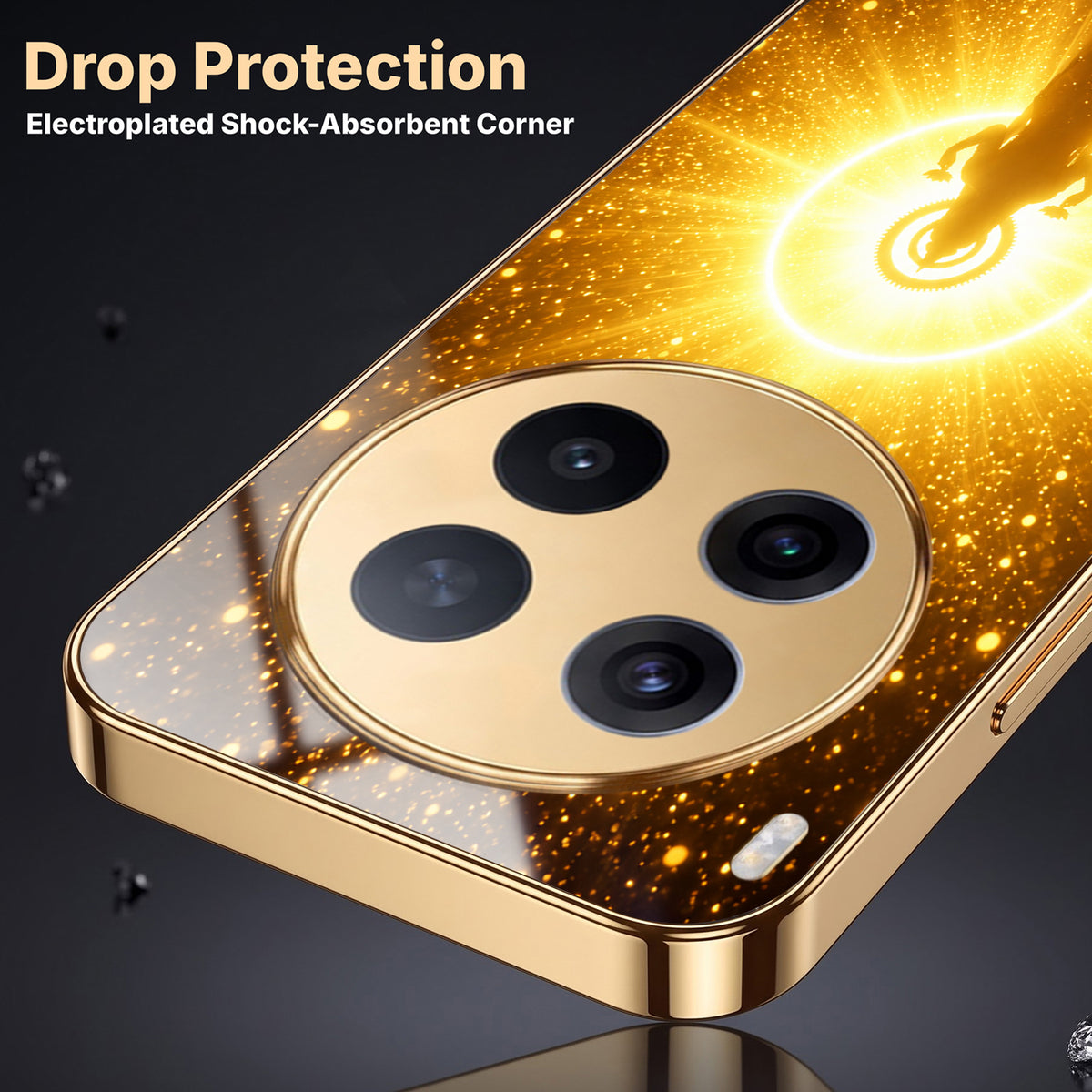 Vivo X300 Pro 5G Lakshmi Sacred Gold Electroplated Glass Phone Back Case