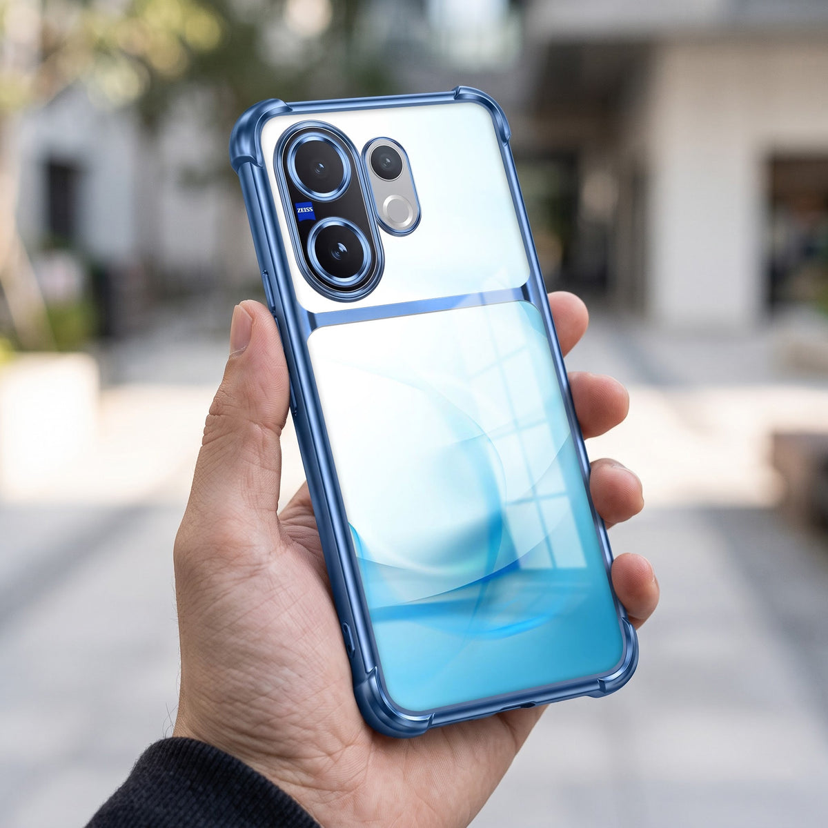 Vivo V60 5G Crystal Blue Dual-Tone Transparent Airbags Case