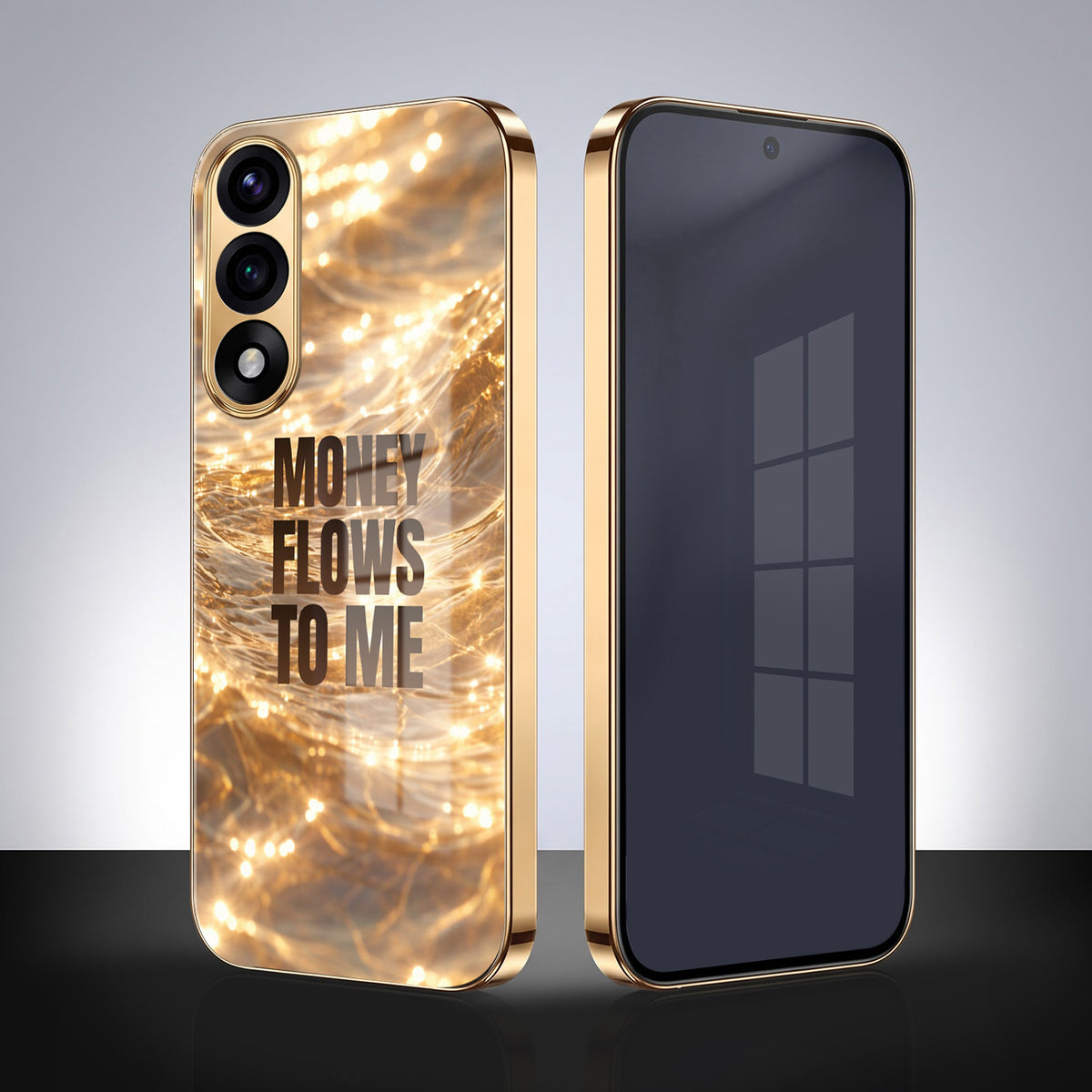 Oneplus Nord 5 5G Money Flows To Me Gold Electroplated Glass Phone Back Case