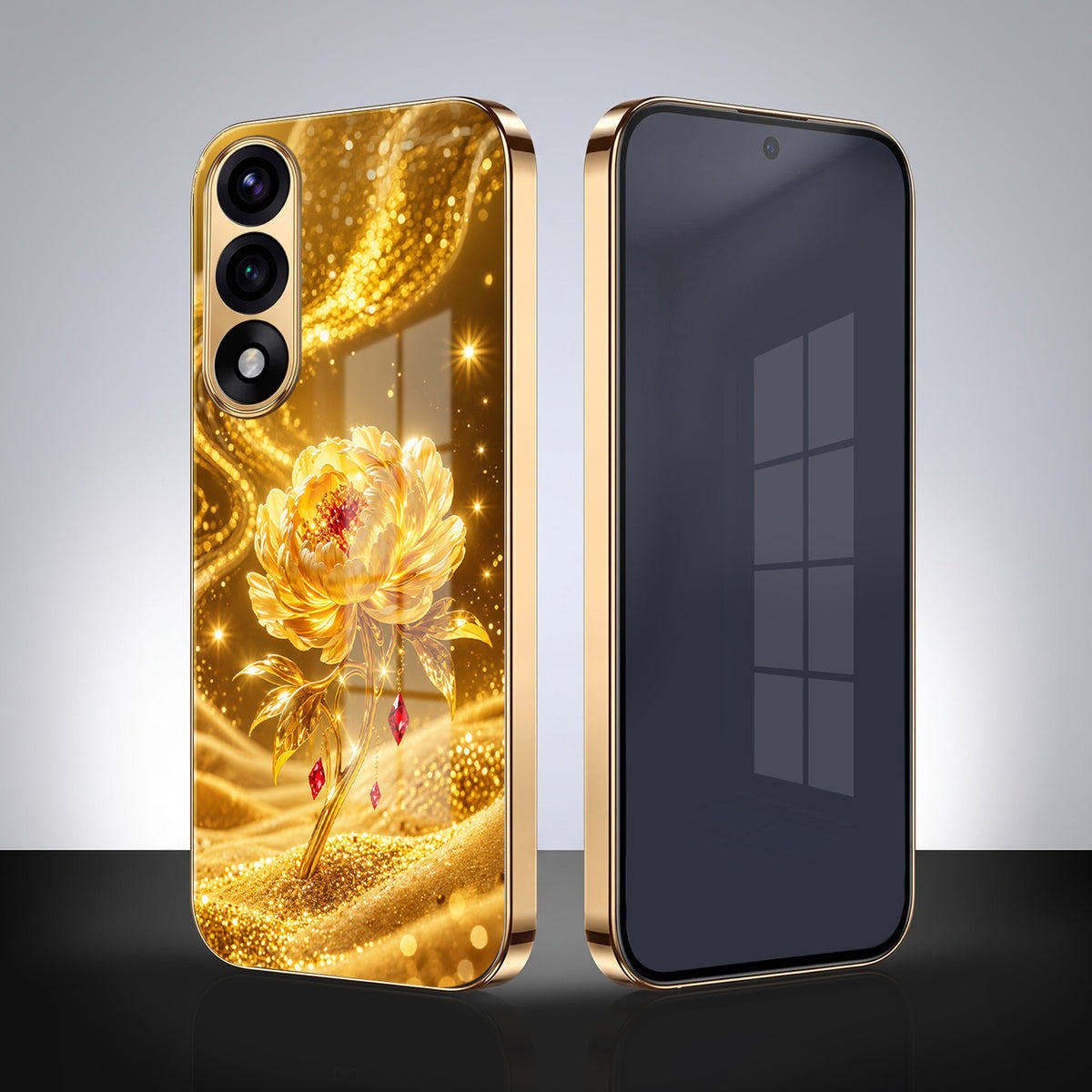Oneplus Nord 5 5G Golden Rose Elegance Gold Electroplated Glass Phone Back Case