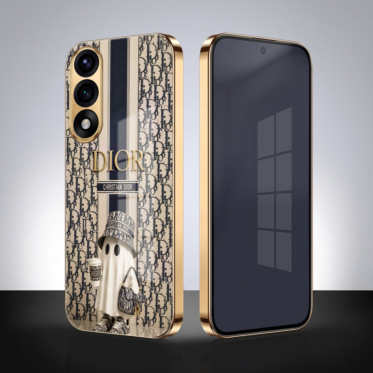 Oneplus Nord 5 5G Luxury Dior Gold Electroplated Glass Phone Back Case