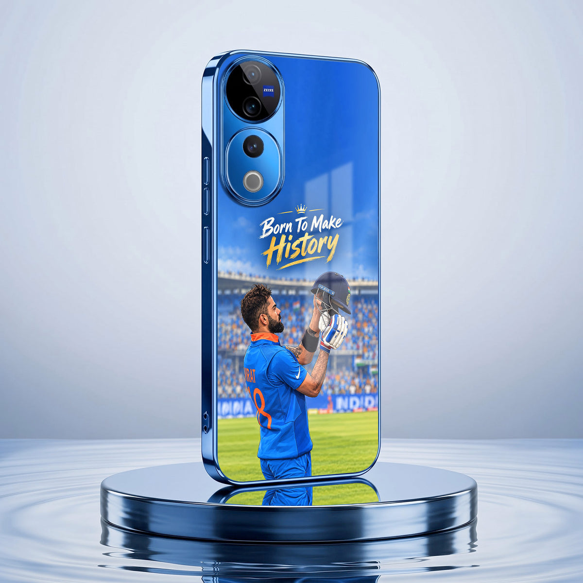 Vivo V40 Pro 5G Born TO Make History Blue Electroplated Glass Phone Back Case