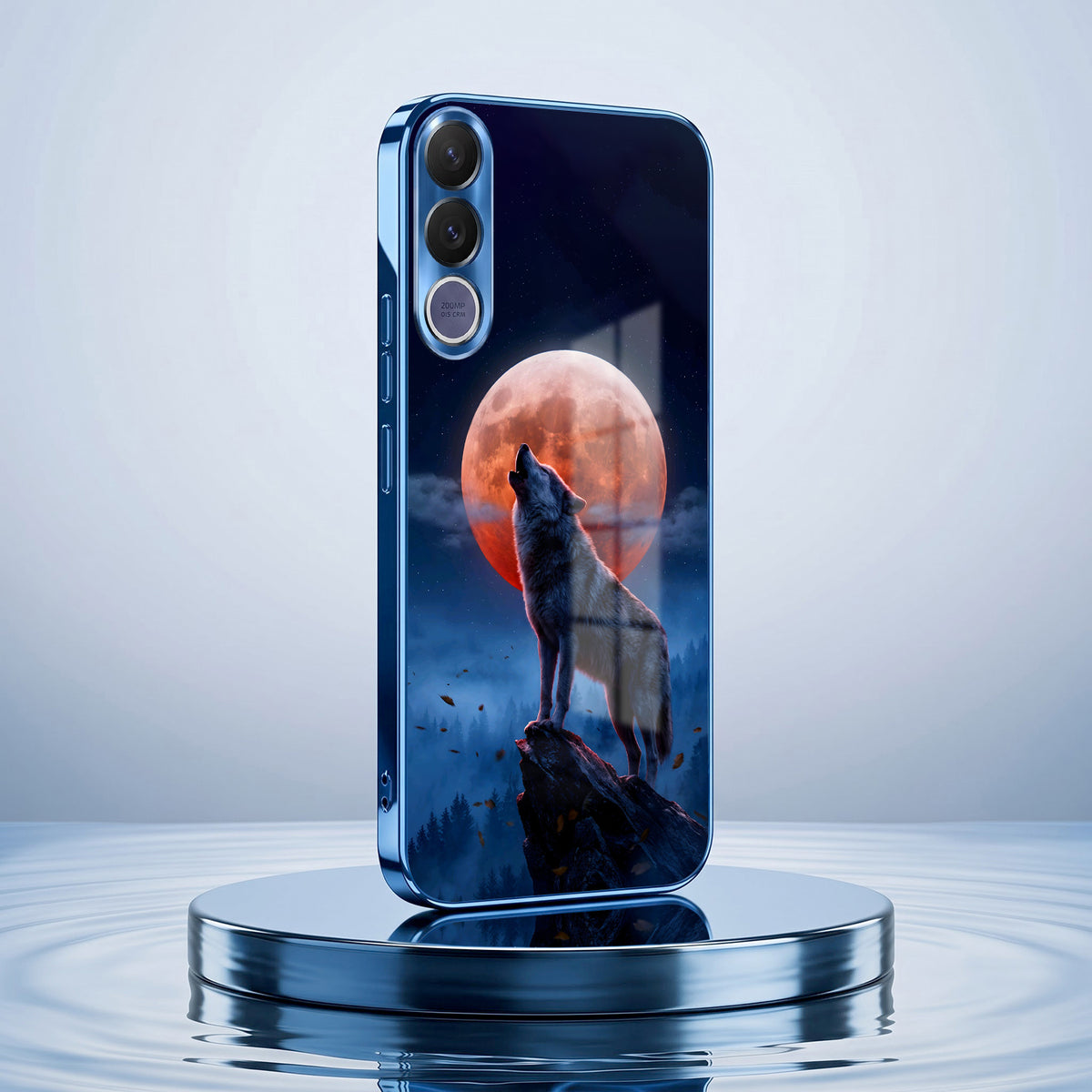 Vivo V70 FE 5G Lunar Wolf Blue Electroplated Glass Phone Back Case