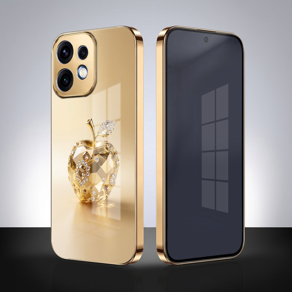 Oppo Reno 16 5G Golden Apple Gold Electroplated Glass Phone Back Case