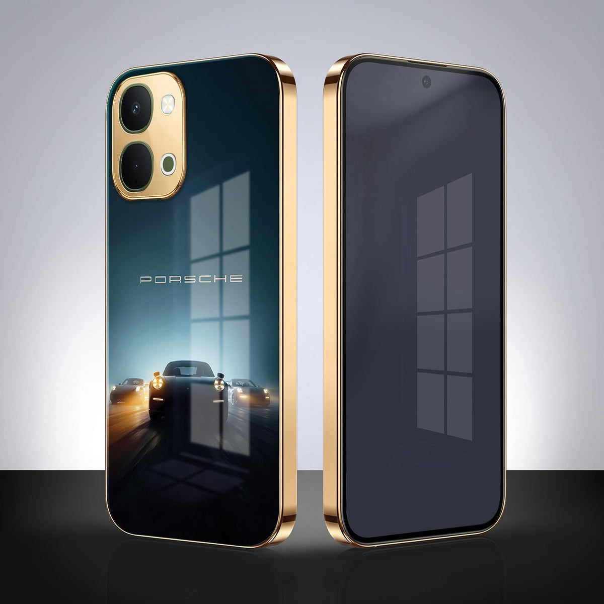 Vivo Y51 Pro 5G Porsche Luxury Gold Electroplated Glass Phone Back Case