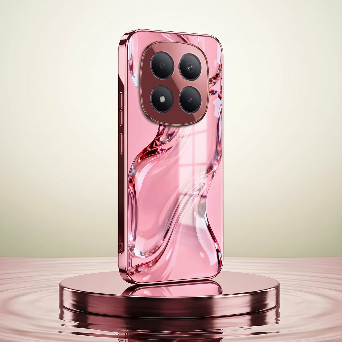 Redmi Note 15 Pro+ 5G Crystal Wave Energy Pink Electroplated Glass Phone Back Case