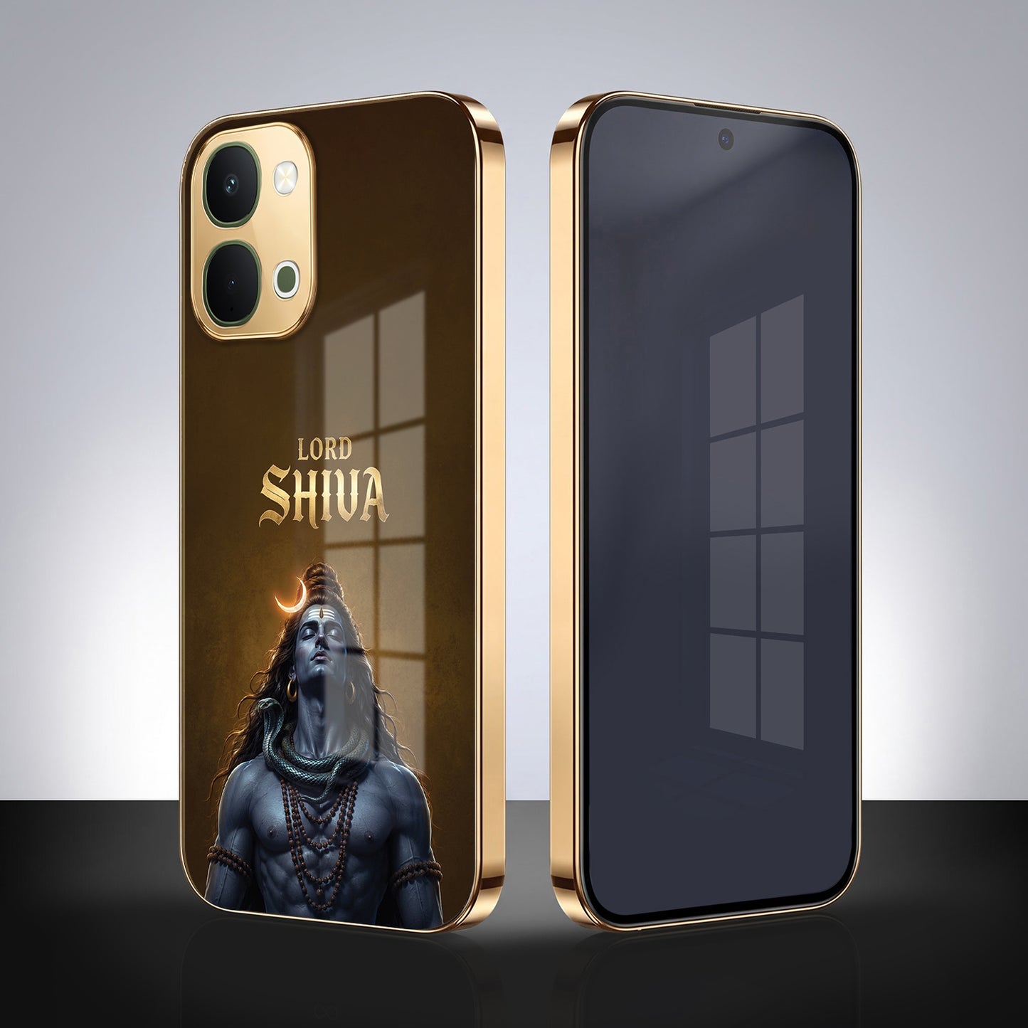 Vivo T5x 5G Lord Shiva Gold Electroplated Glass Phone Back Case
