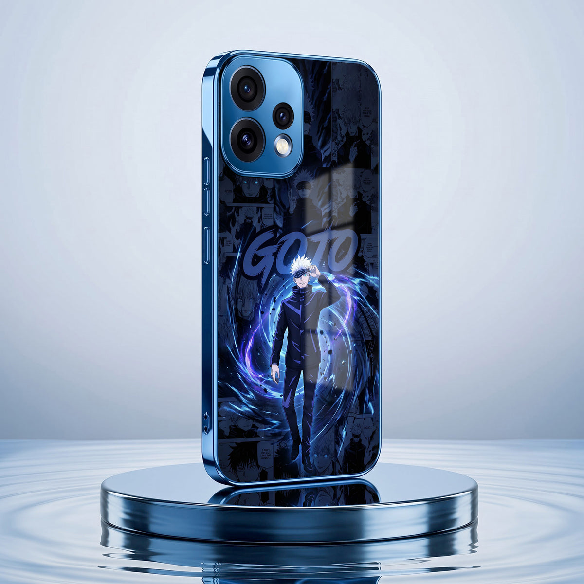Oppo Reno 15 5G Jujutsu Kaisen Blue Electroplated Glass Phone Back Case
