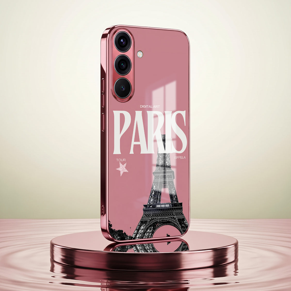 Samsung Galaxy A36 5G Luxury Paris Tower Pink Electroplated Glass Phone Back Case