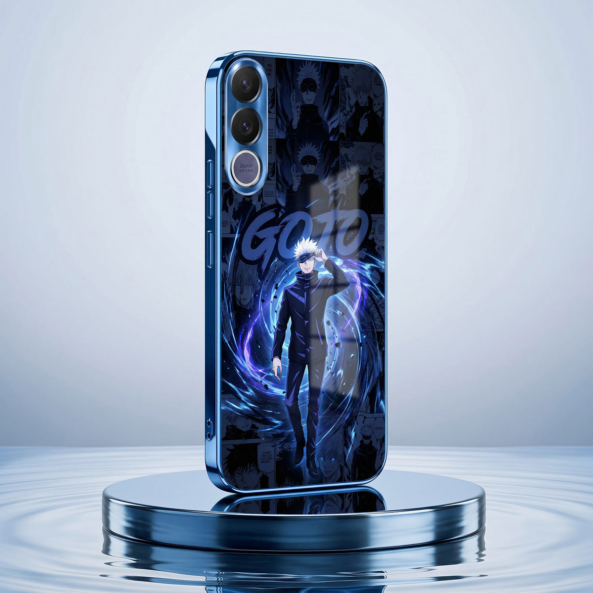 Vivo V70 FE 5G Jujutsu Kaisen Blue Electroplated Glass Phone Back Case