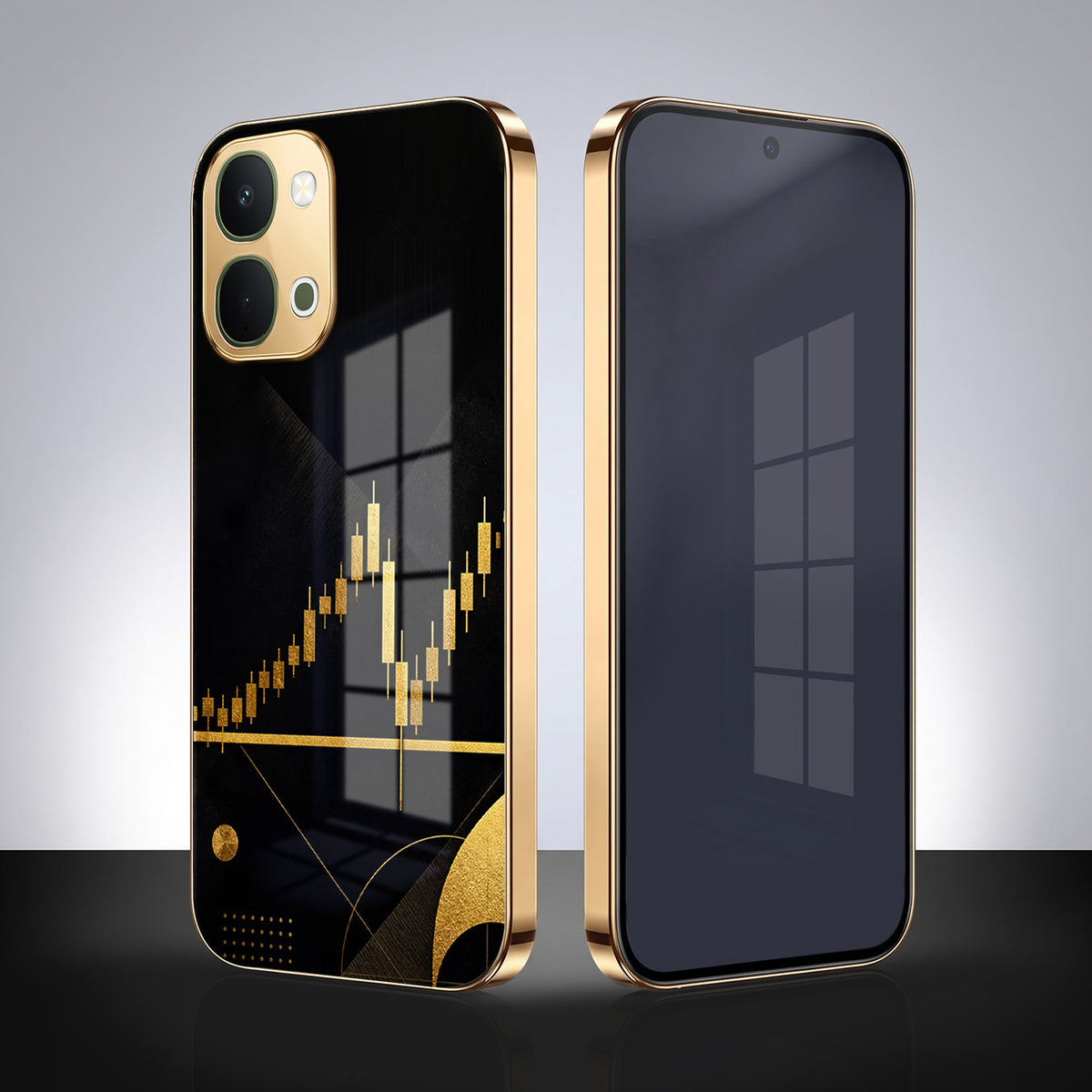 Vivo T5X 5G Trading Candles Gold Electroplated Glass Phone Back Case