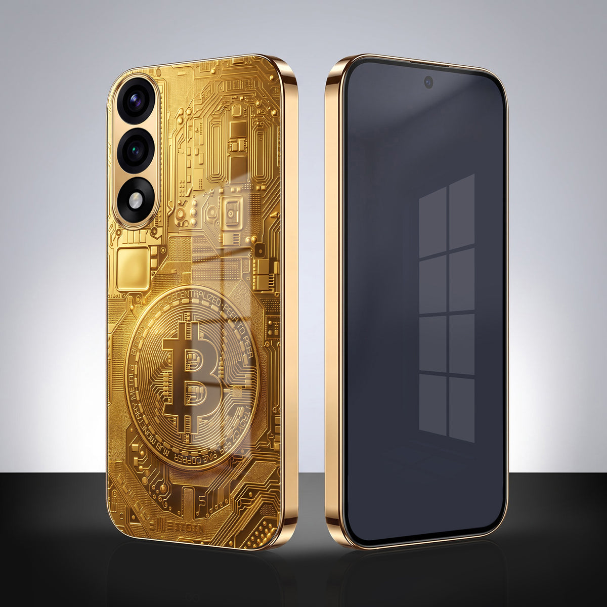 Oneplus Nord 5 5G Bitcoin Gold Electroplated Glass Phone Back Case