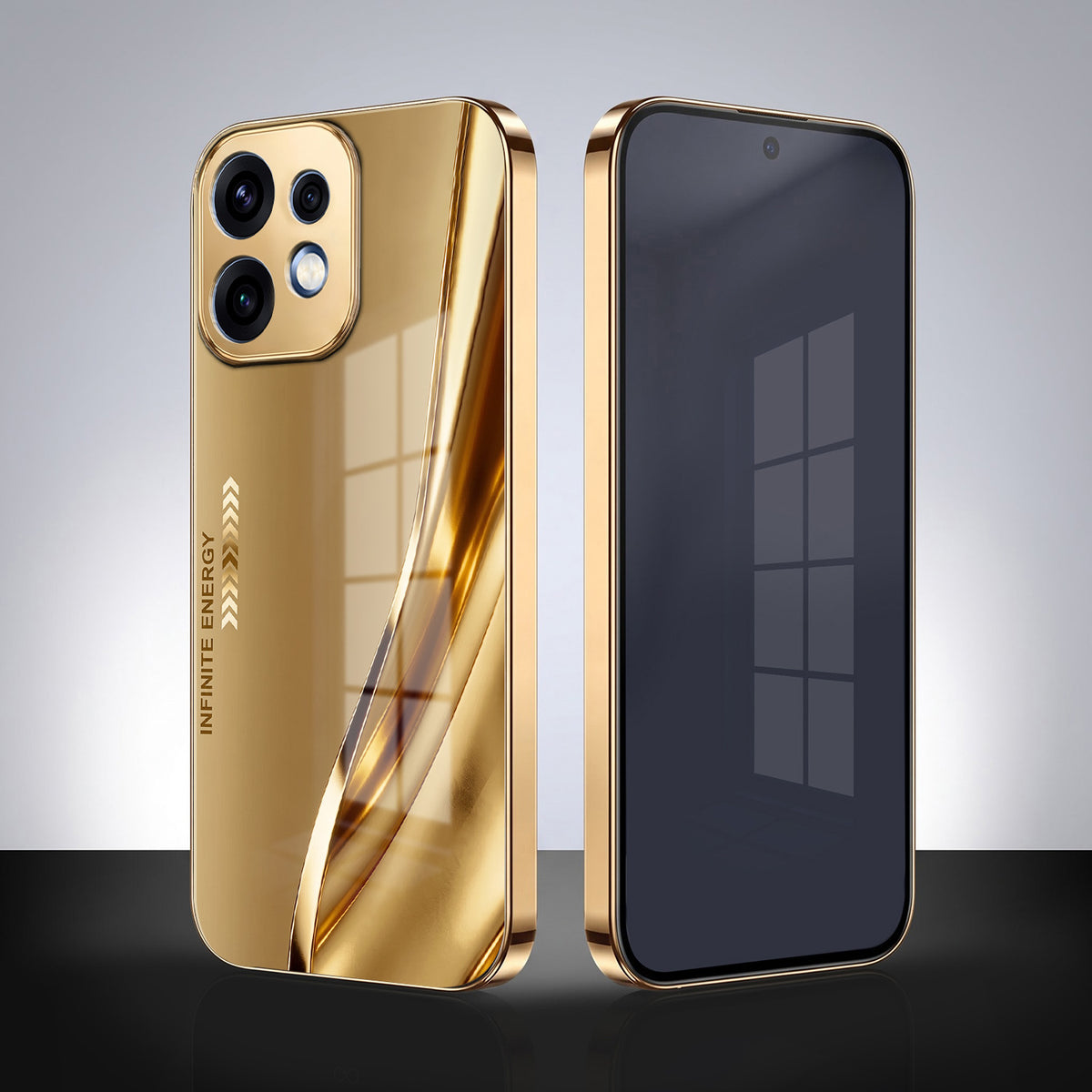 Oppo Reno 16 5G Luxury Infinity Energy Gold Electroplated Glass Phone Case