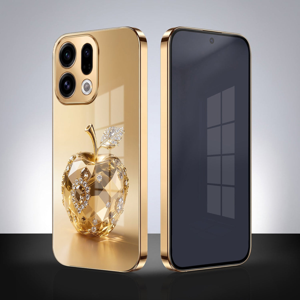 Oppo Find X9 5G Golden Apple Gold Electroplated Glass Phone Back Case