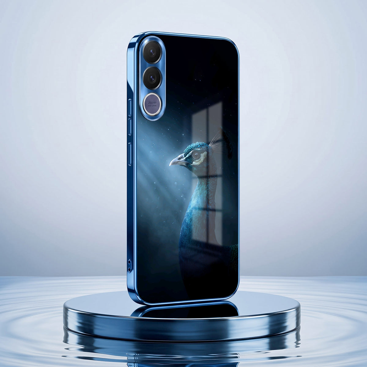 Vivo V70 FE 5G Royal Peacock Blue Electroplated Glass Phone Back Case