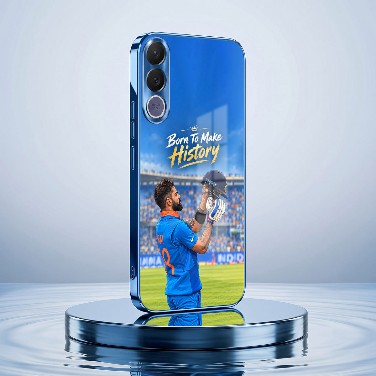 Vivo V70 FE 5G Born TO Make History Blue Electroplated Glass Phone Back Case