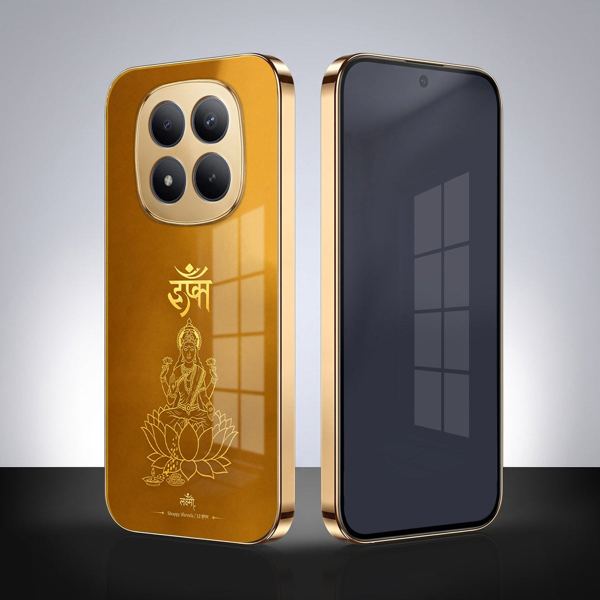 Redmi Note 15 Pro+ 5G Shree Lakshmi Divine Gold Electroplated Glass Phone Back Case