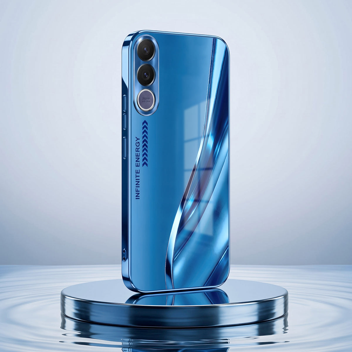 Vivo V70 FE 5G Luxury Infinity Energy Blue Electroplated Glass Phone Back Case