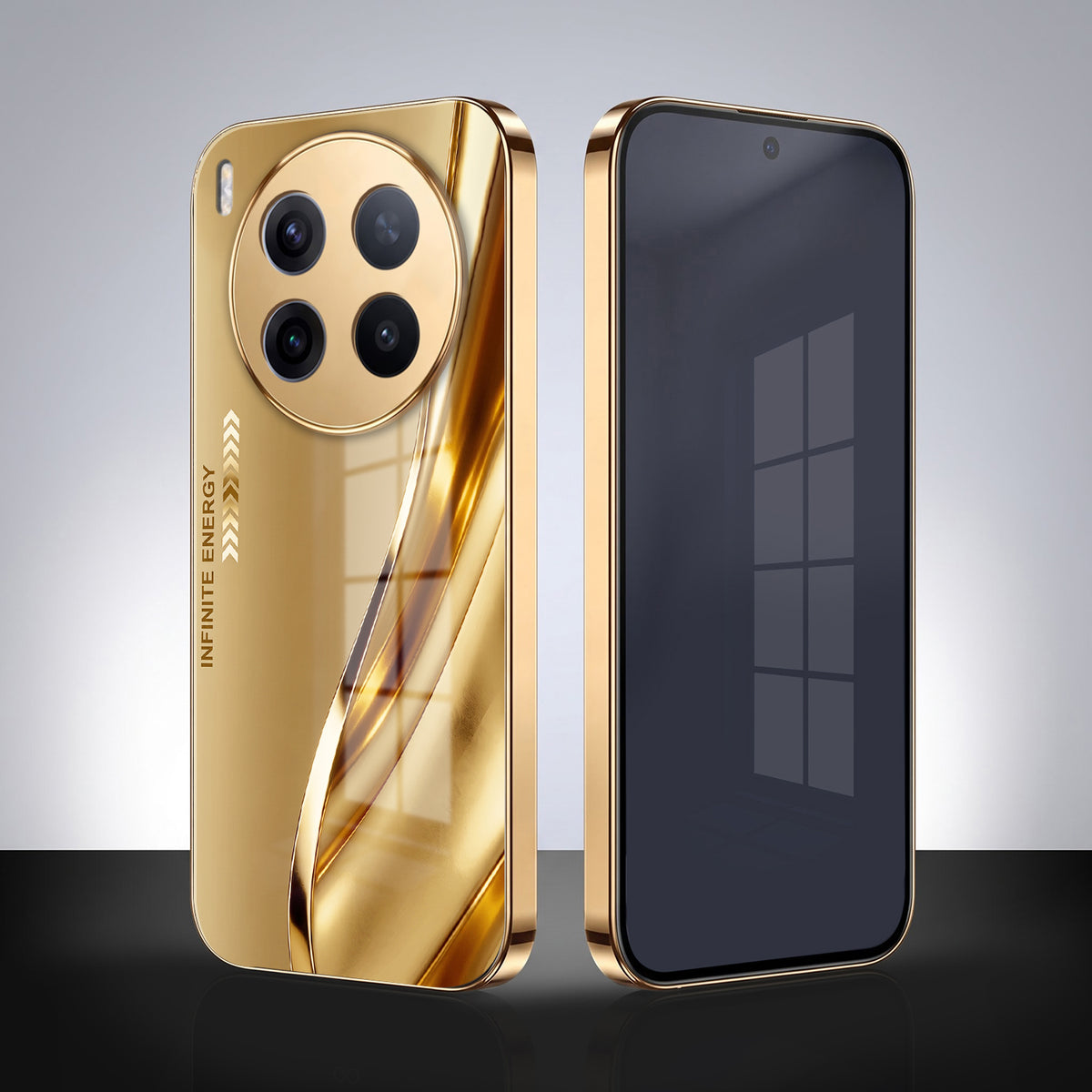 Vivo X300 Pro 5G Luxury Infinity Energy Gold Electroplated Glass Phone Case