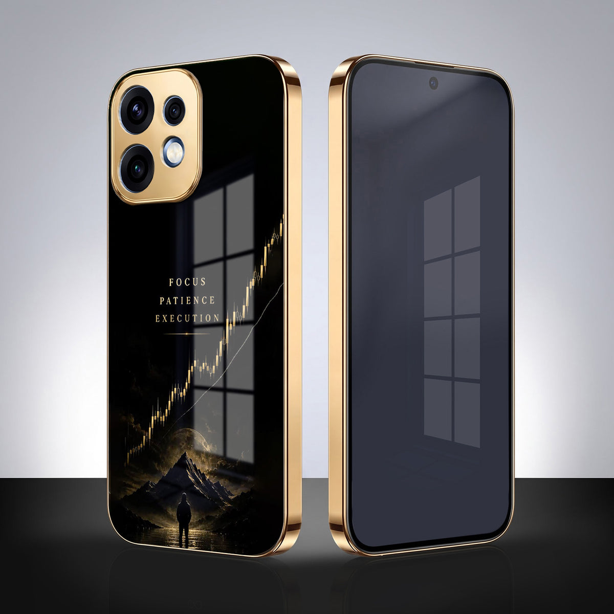 Oppo Reno 16 5G Focus Gold Electroplated Glass Phone Back Case