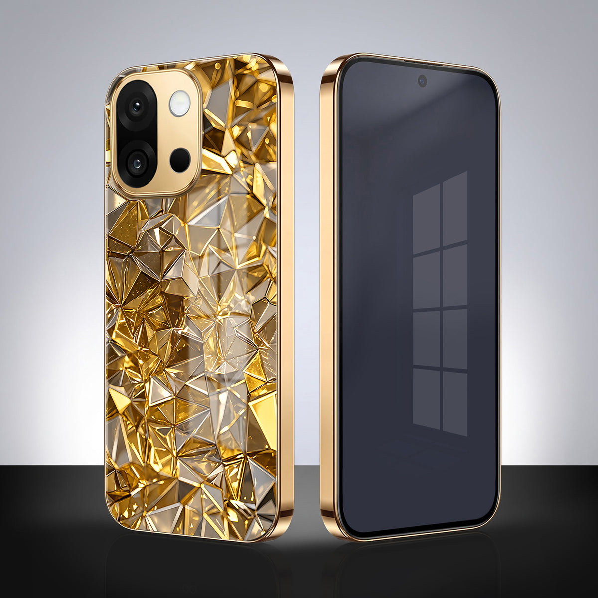 OnePlus 13s 5G Golden Diamond Shatter Gold Electroplated Glass Phone Back Case